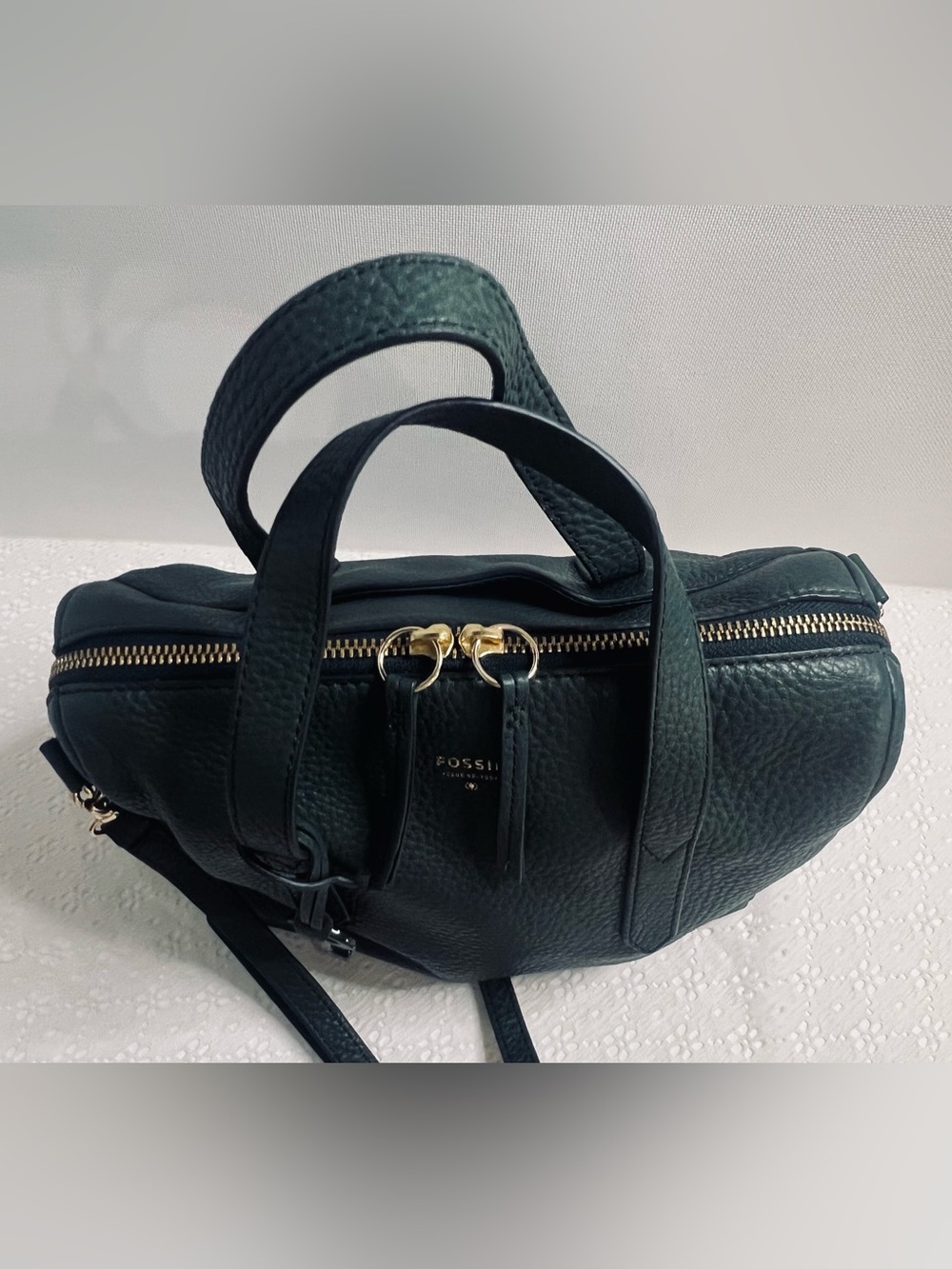 FOSSIL Sydney Satchel- Pine Green Shoulder Crossbody Handbag Keyfob - Picture 12 of 15